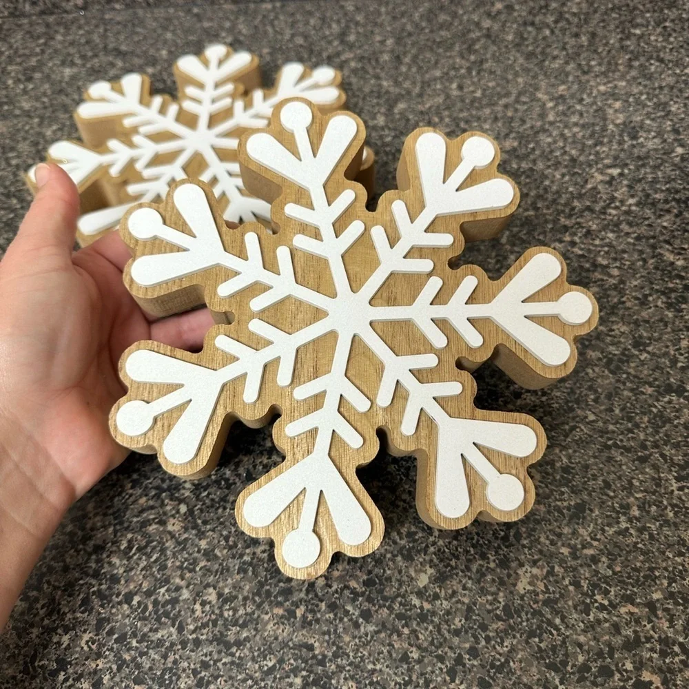 Layered Wood Snowflake Set